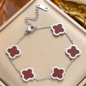 18K Gold Plated Clover‎ Charm Bracelet NEW